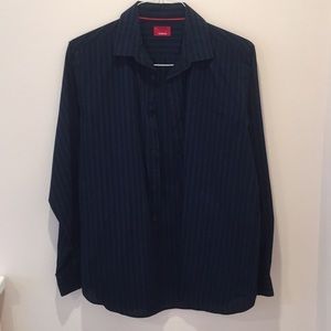 Alfani Slim Fit Stretch Navy Buttoned Shirt Medium